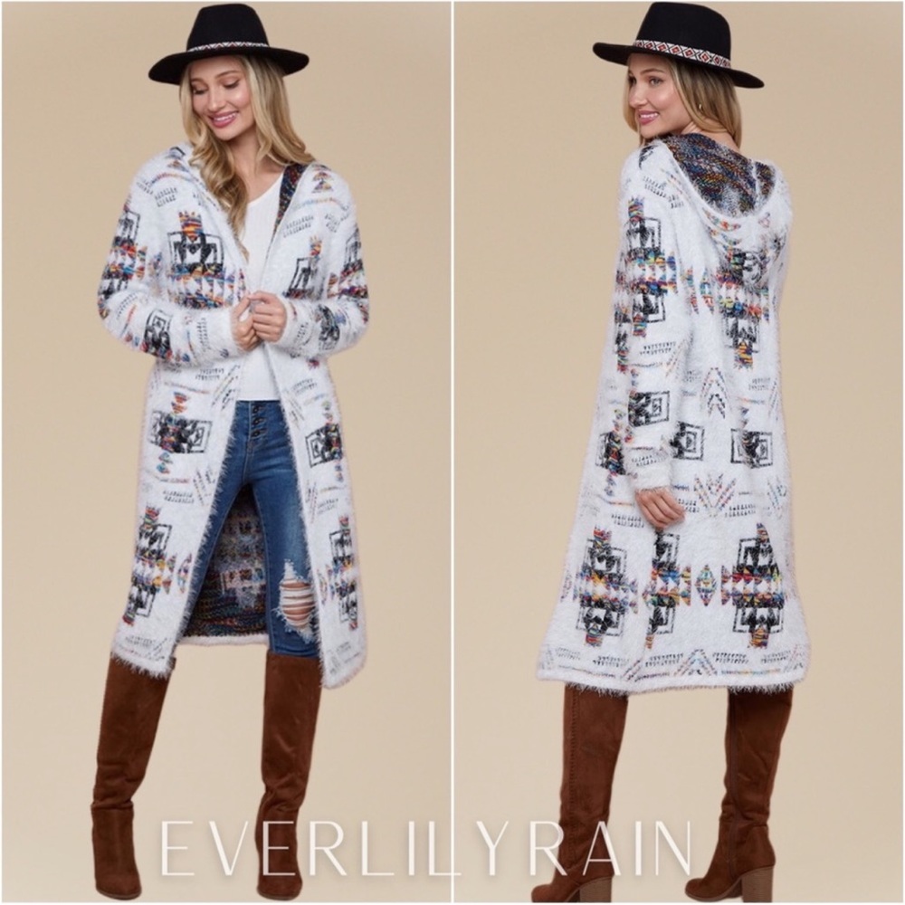 COPY - Soft And Fuzzy Aztec Print Cardigan